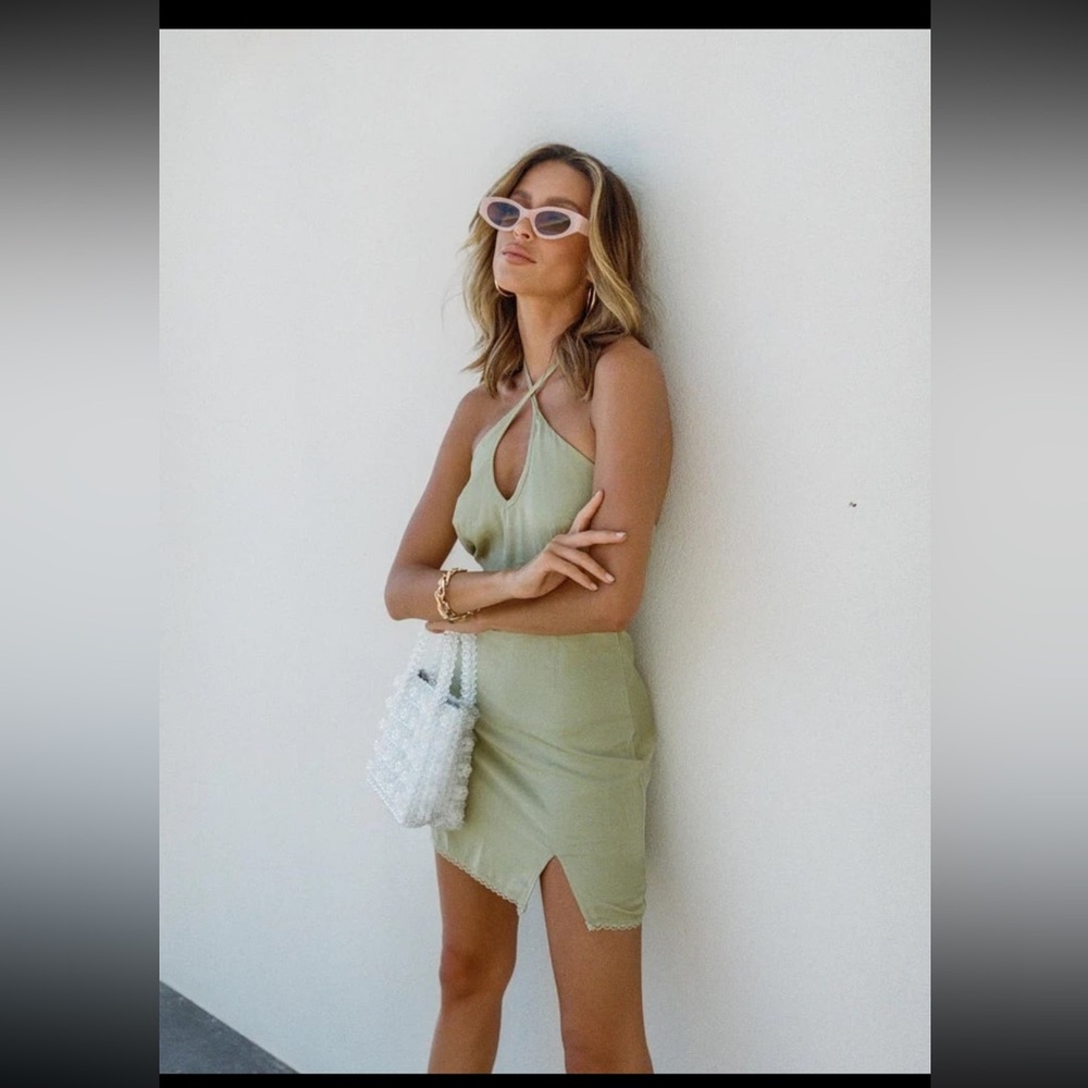 Princess Polly Light Sage Green Mini Dress